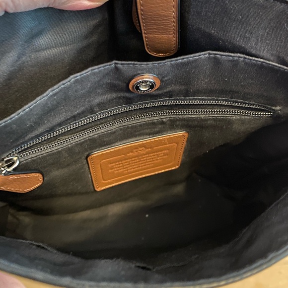 COACH Flap Bag, Medium, Canvas Strap, Silver Hardware, Brown Soft Leather - Picture 10 of 16